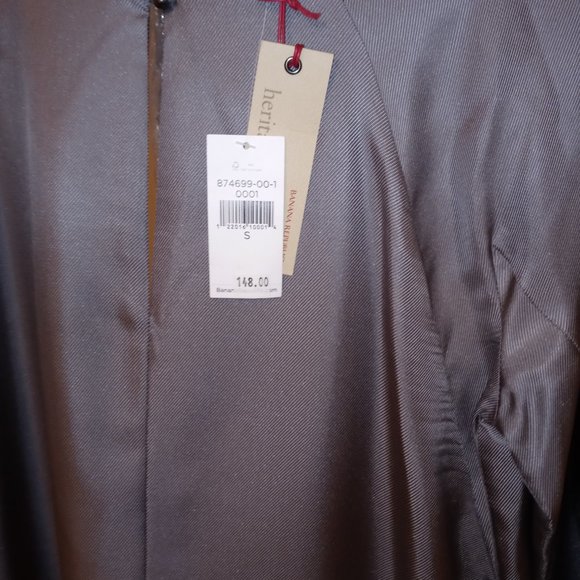 NWT BANANA REPUBLIC DRESS Elegant Unique Vintage Silk Gray - Picture 5 of 6